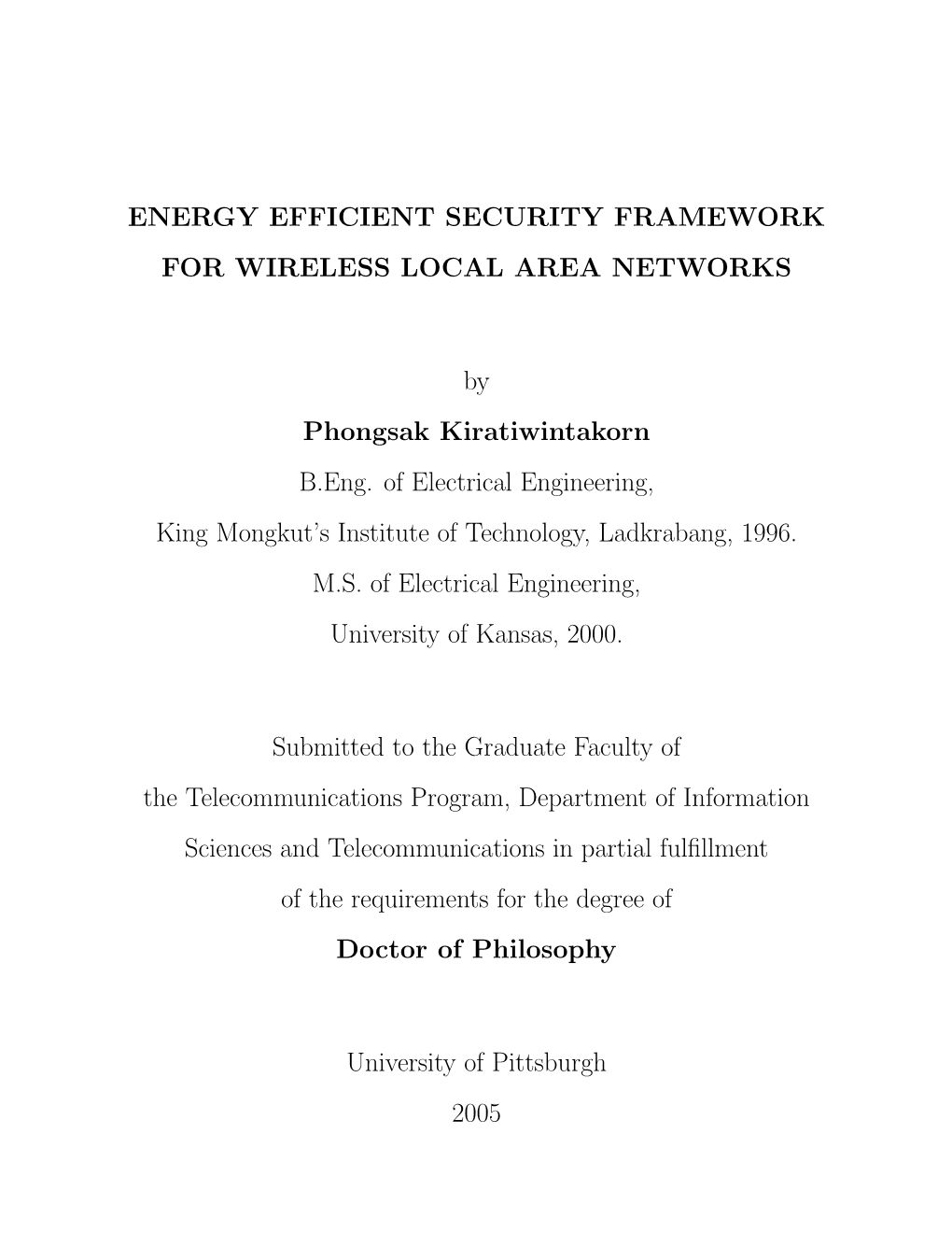 Energy Efficient Security Framework for Wireless Local Area Networks