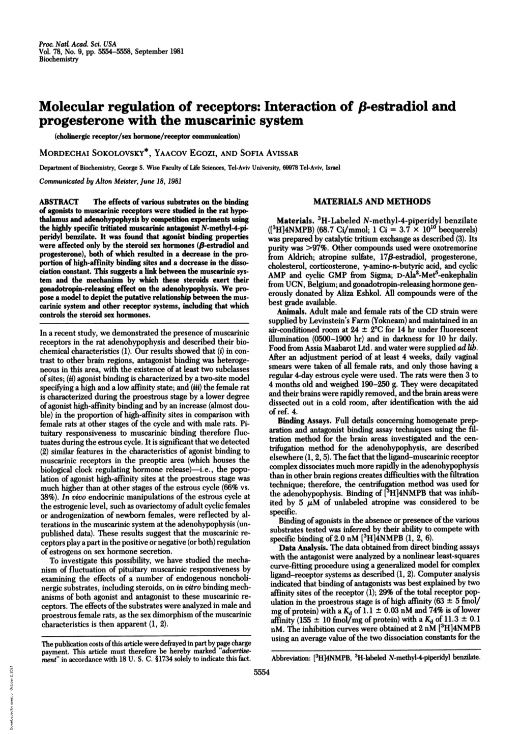 Progesterone with the Muscarinic System