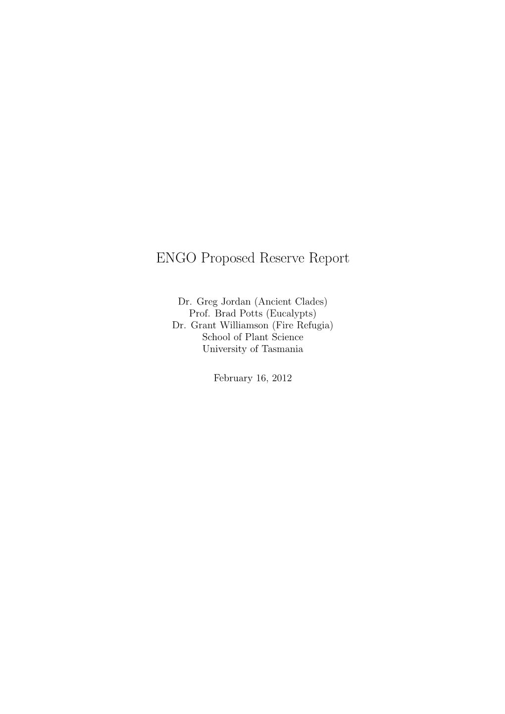 ENGO Proposed Reserve Report
