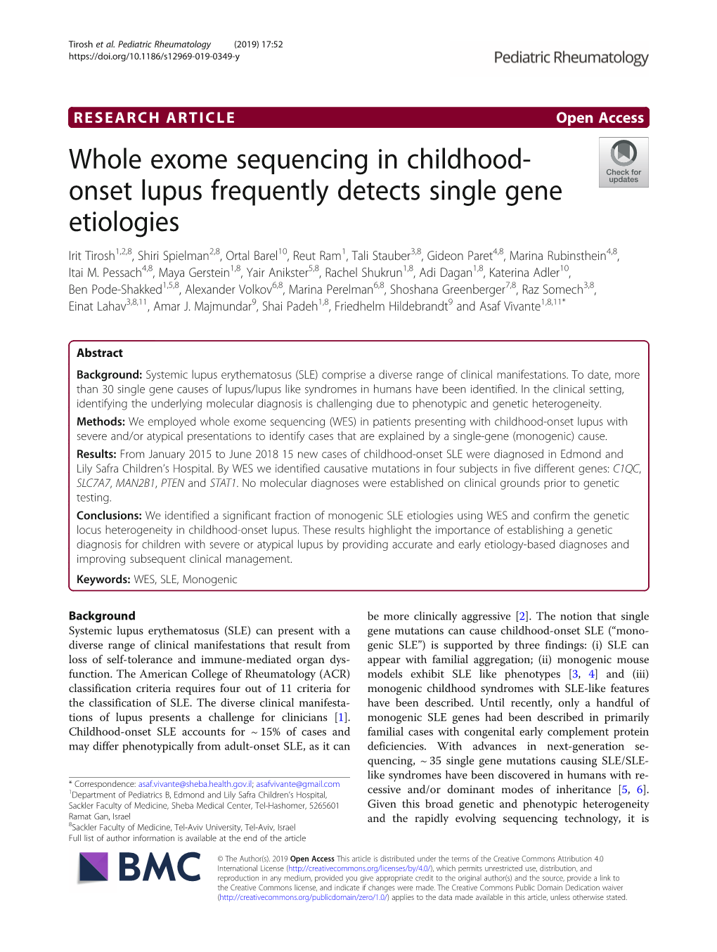 Onset Lupus Frequently Detects Single Gene Etiologies