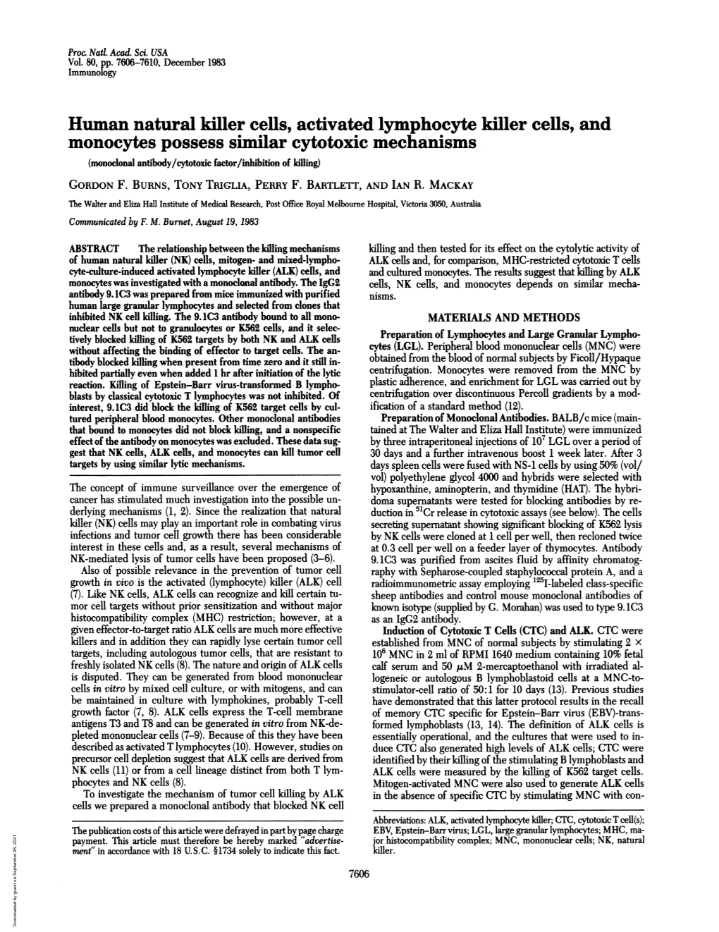 Human Natural Killer Cells, Activated Lymphocyte Killer Cells, And