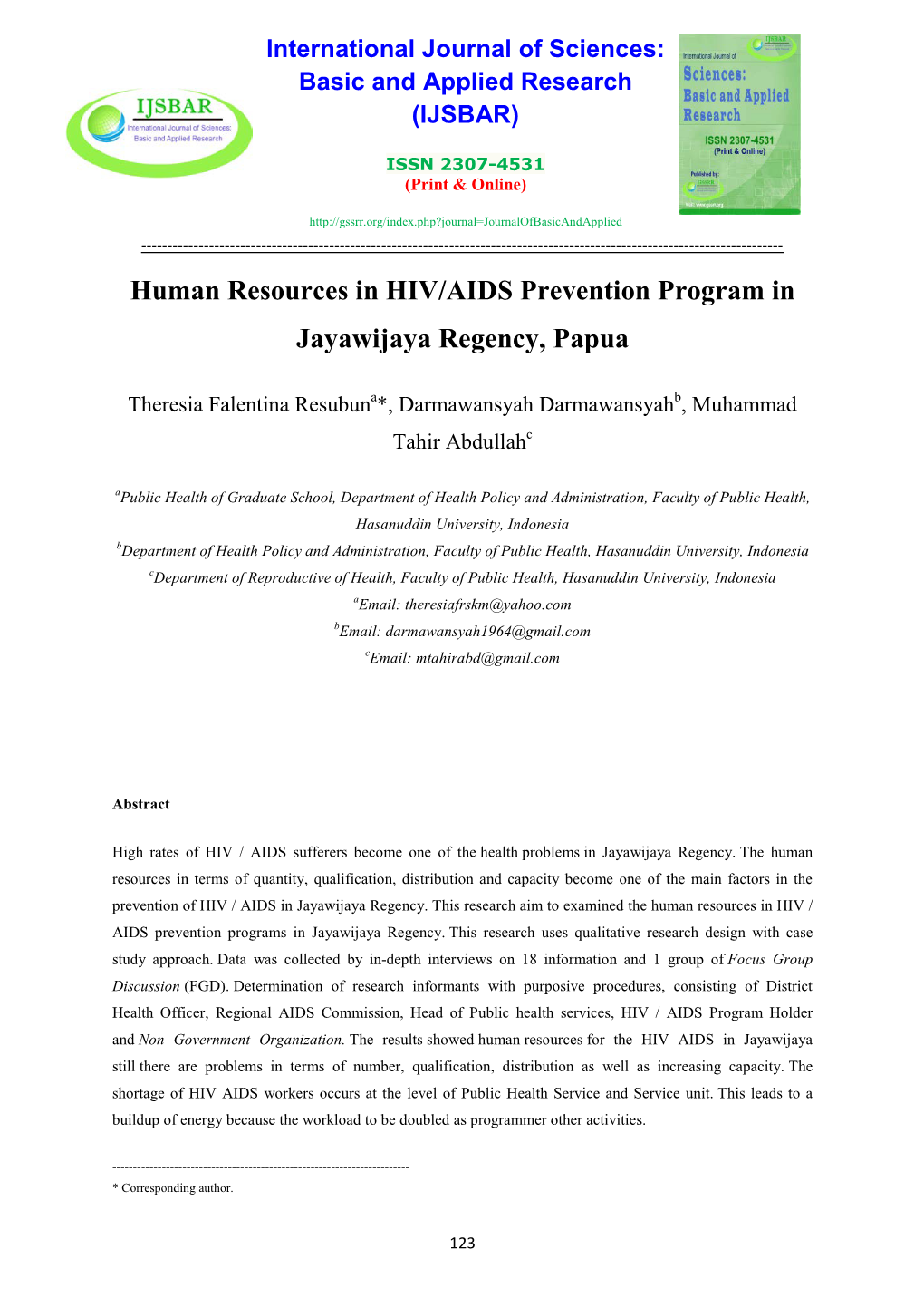 Human Resources in HIV/AIDS Prevention Program in Jayawijaya Regency, Papua