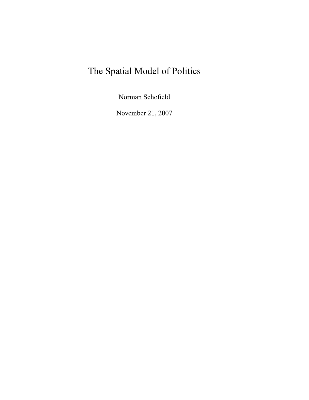 The Spatial Model of Politics