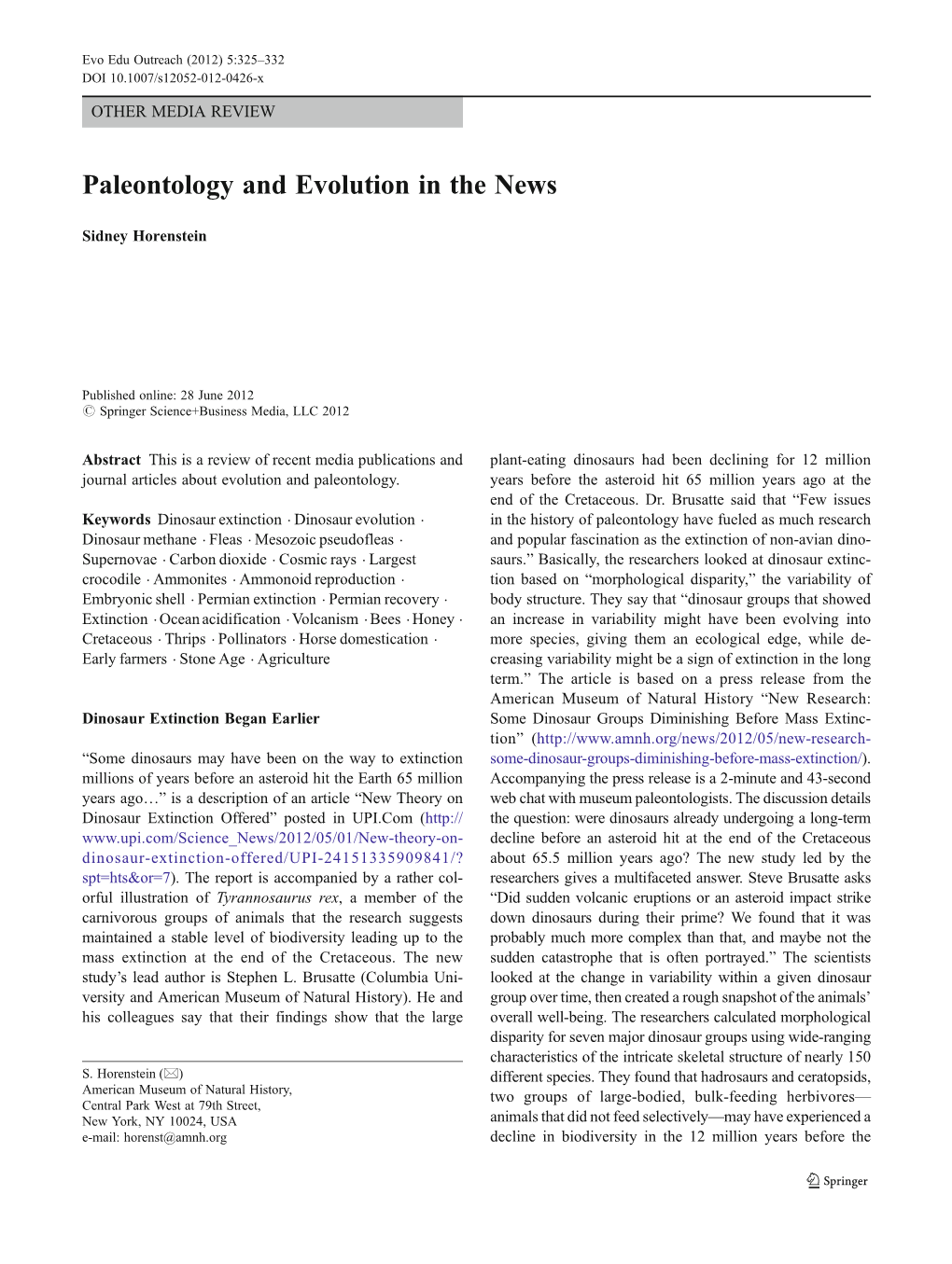 Paleontology and Evolution in the News