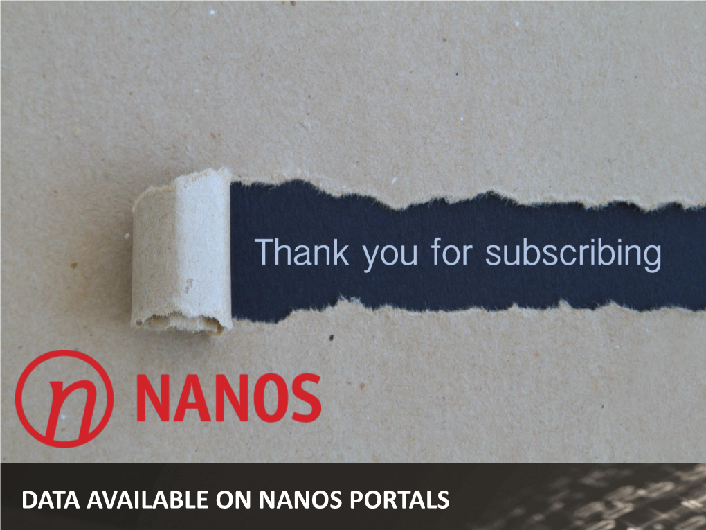 Data Available on Nanos Portals > Nanos Data Portals