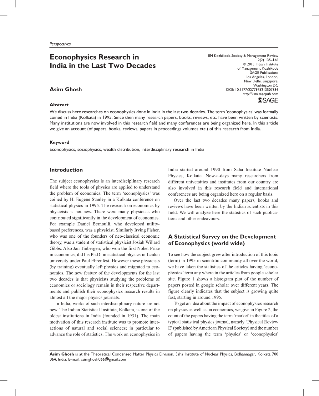 Econophysics Research in India in the Last Two Decades