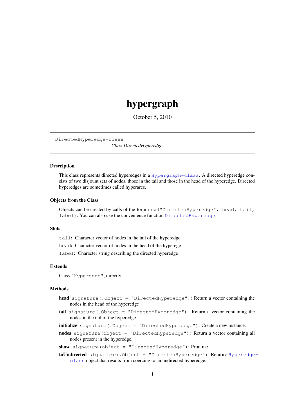 Hypergraph October 5, 2010