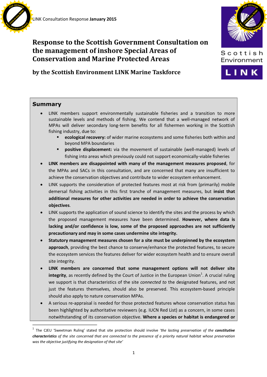 Response to the Scottish Government Consultation on the Management of Inshore Special Areas of Conservation and Marine Protected Areas