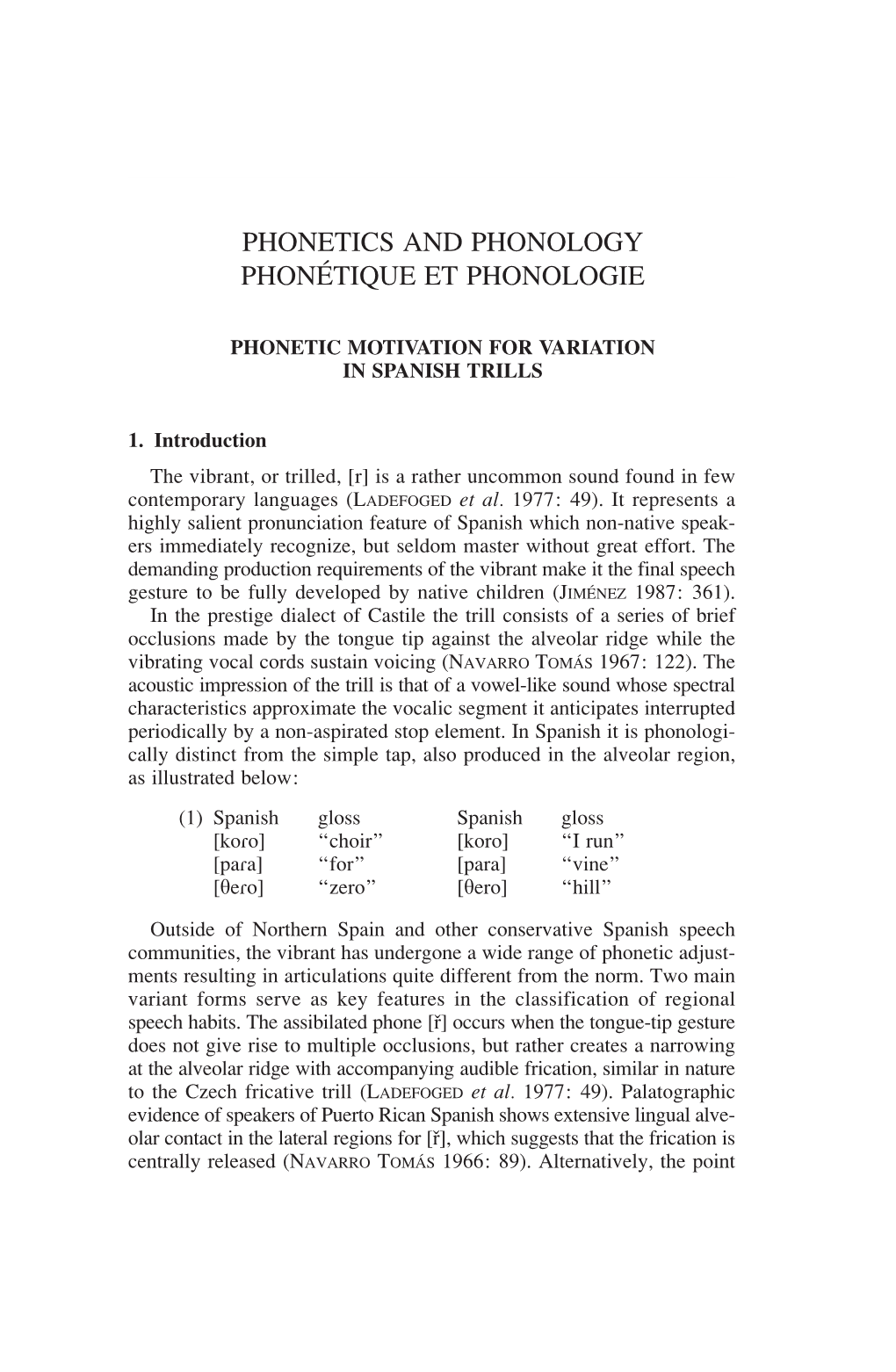 Phonetics and Phonology Phonétique Et Phonologie