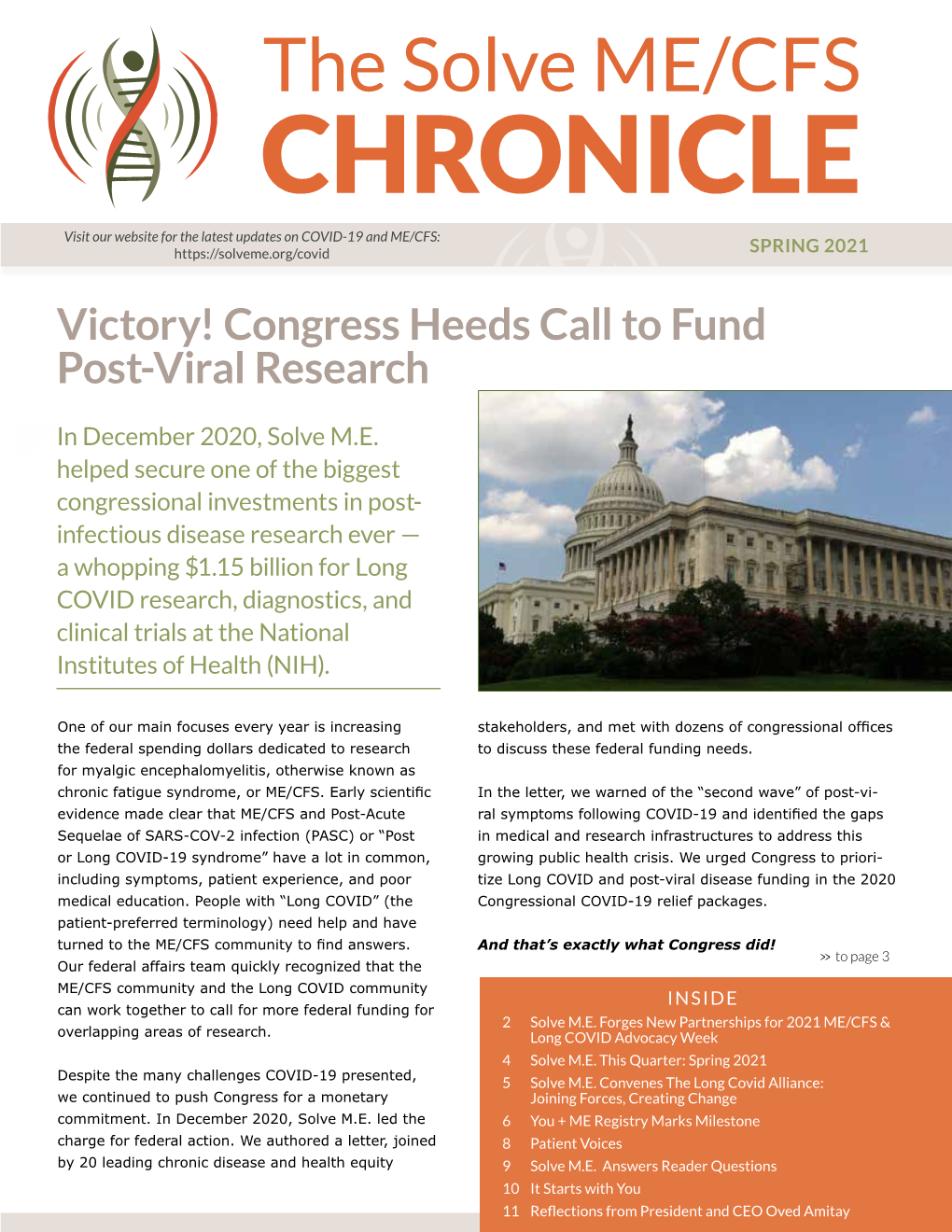 SPRING 2021 Victory! Congress Heeds Call to Fund Post-Viral Research