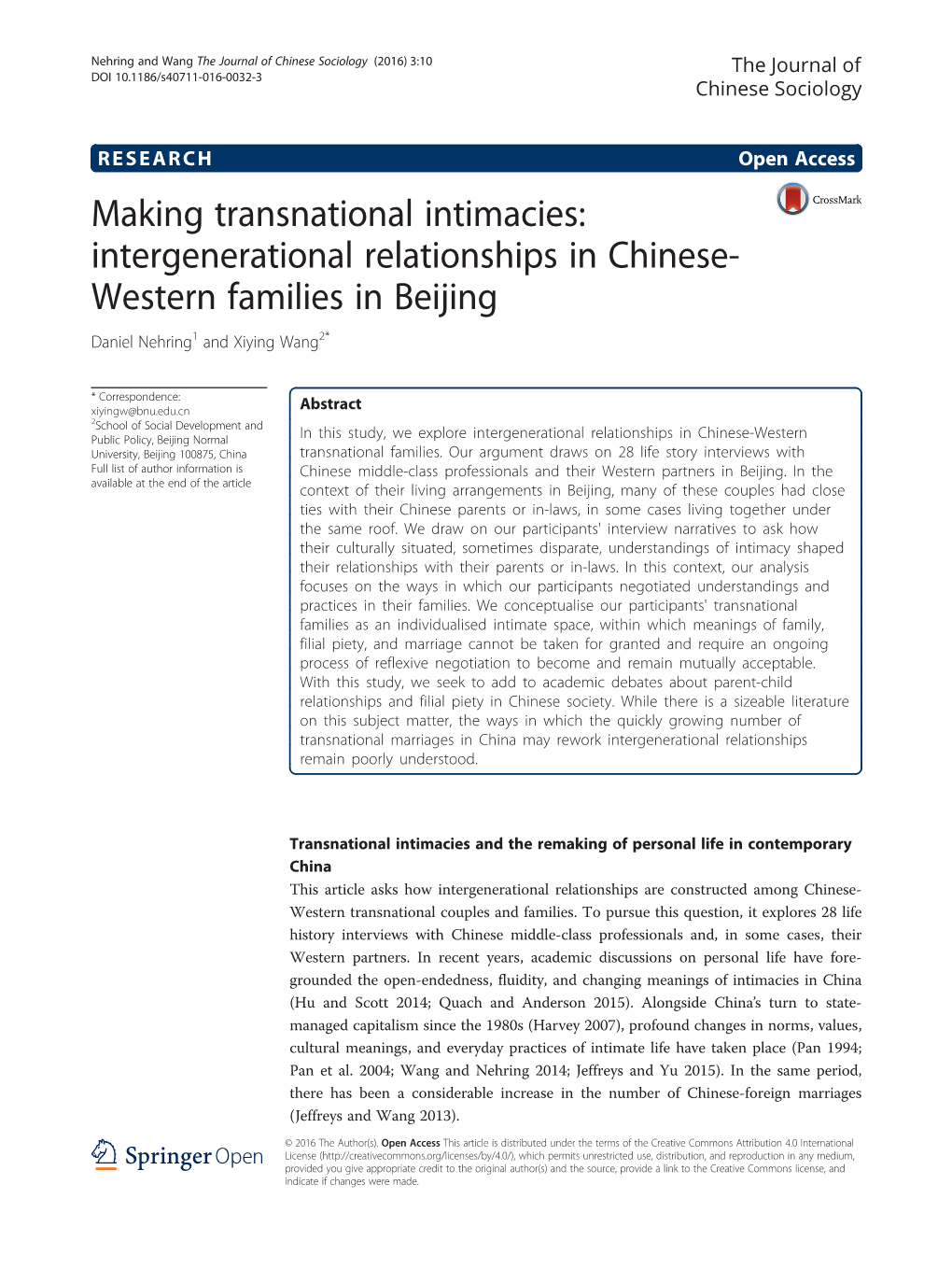 Intergenerational Relationships in Chinese-Western Families in Beijing