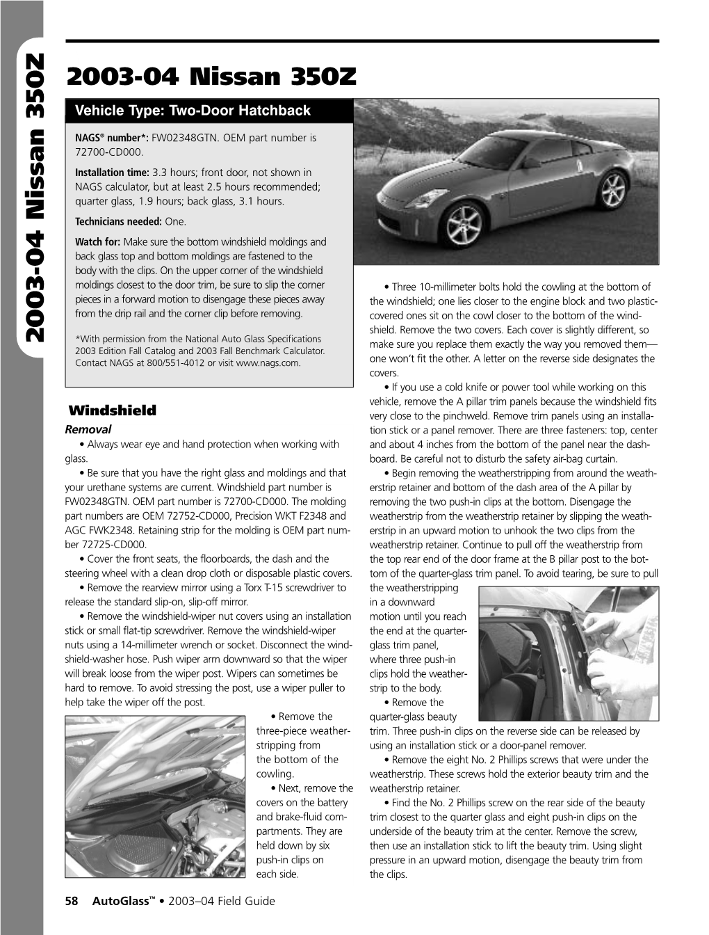 2003-04 Nissan 350Z Vehicle Type: Two-Door Hatchback