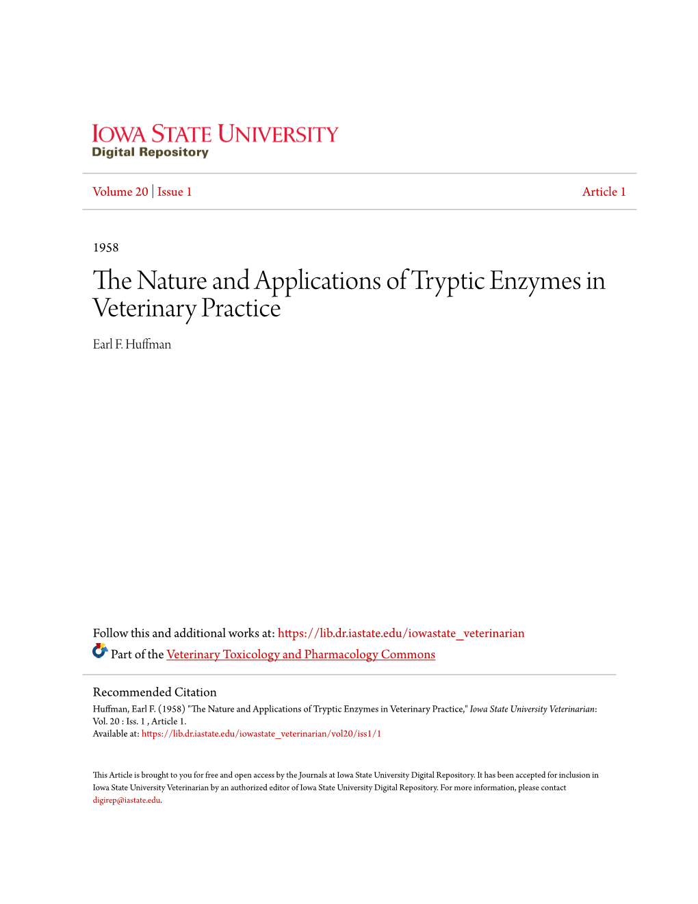 The Nature and Applications of Tryptic Enzymes in Veterinary Practice