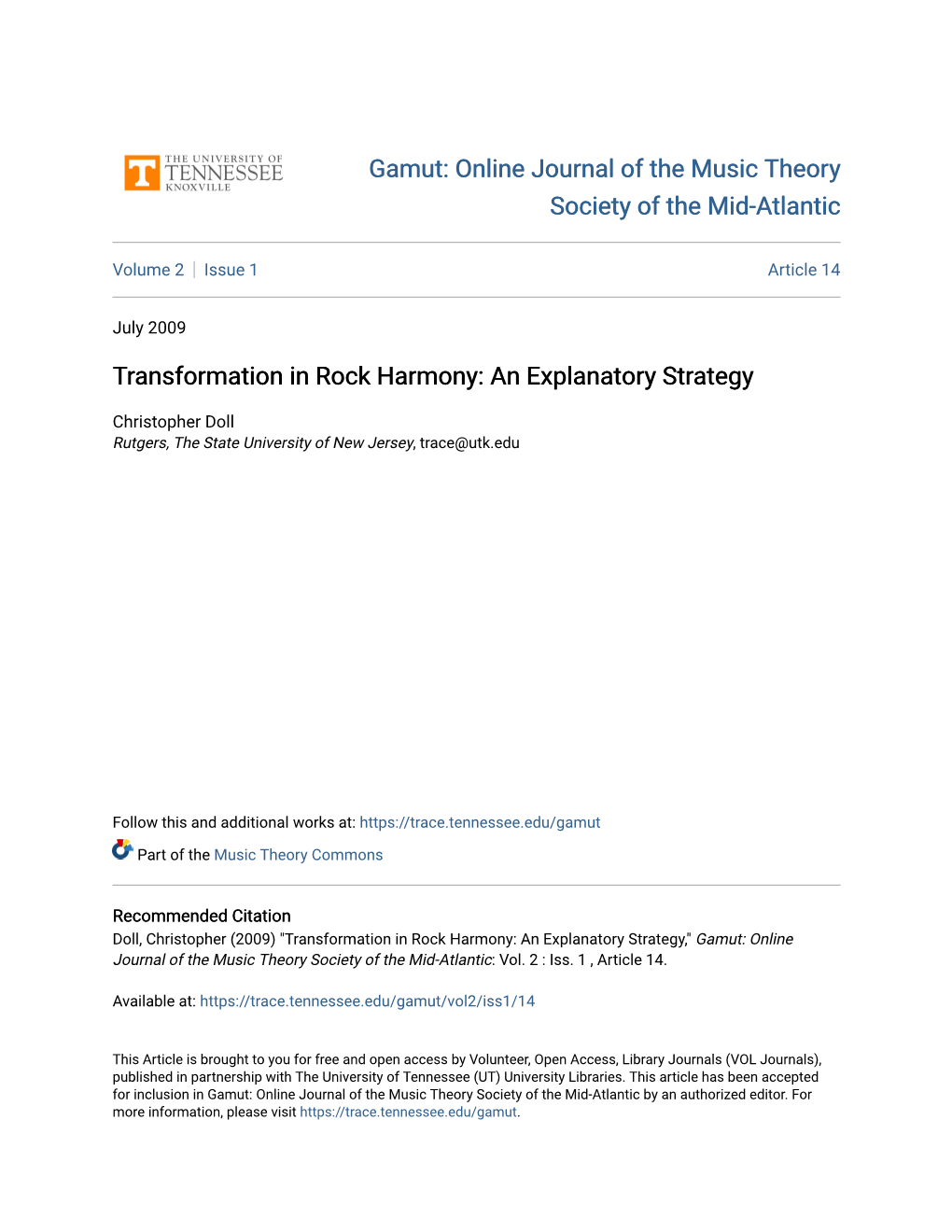 Transformation in Rock Harmony: an Explanatory Strategy