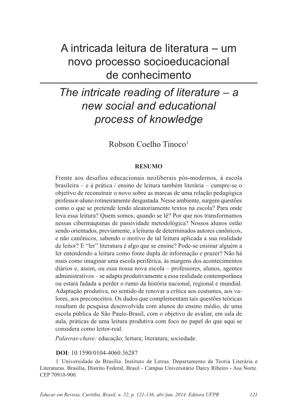 A Intricada Leitura De Literatura – Um Novo Processo