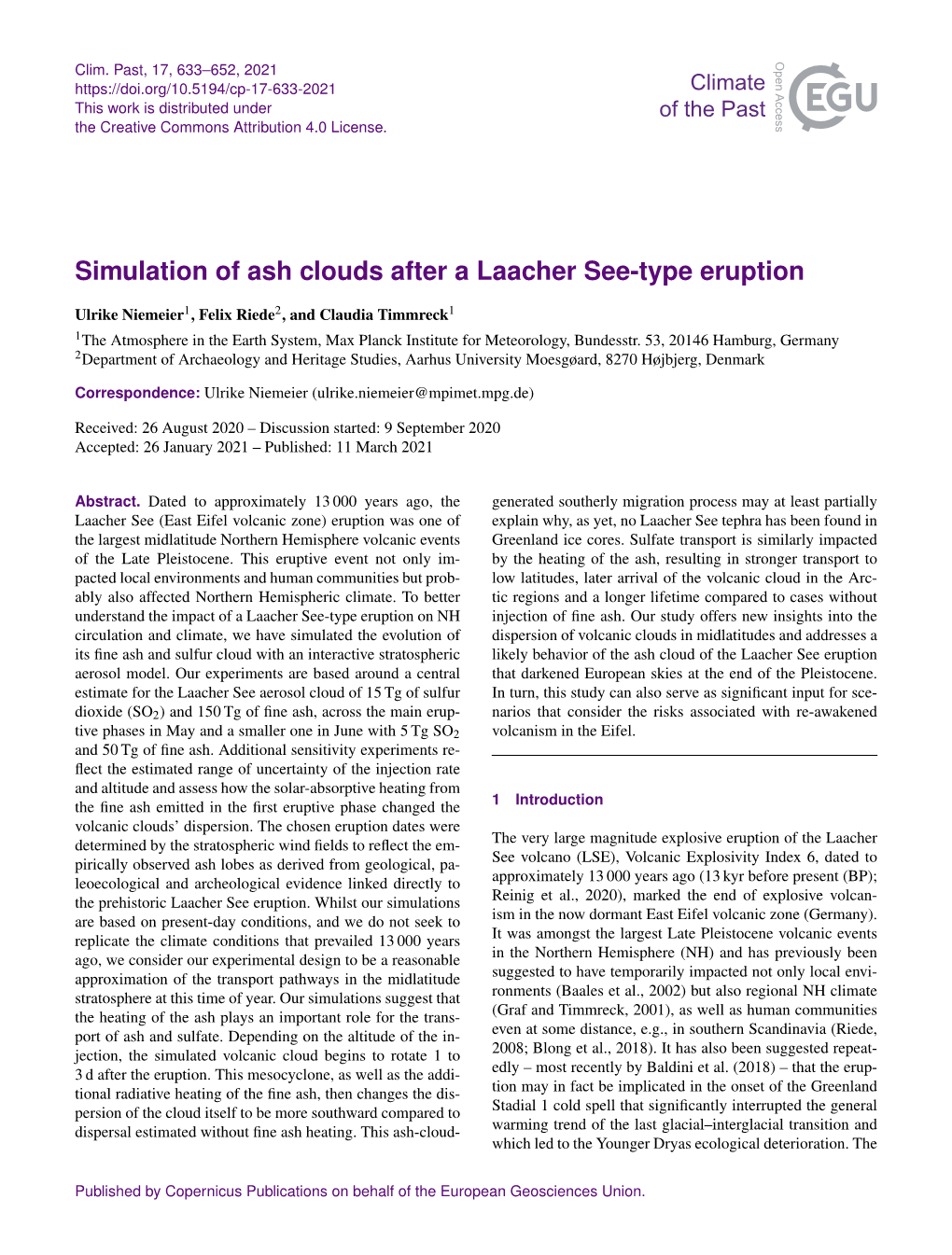 Simulation of Ash Clouds After a Laacher See-Type Eruption