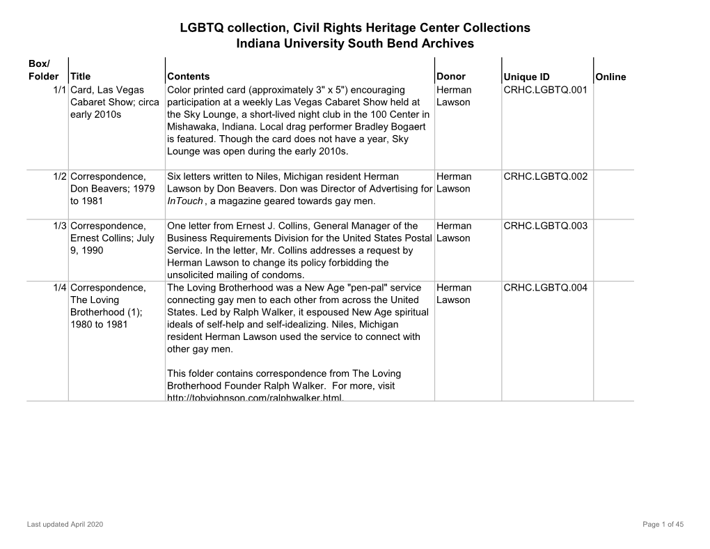 LGBTQ Collection, Civil Rights Heritage