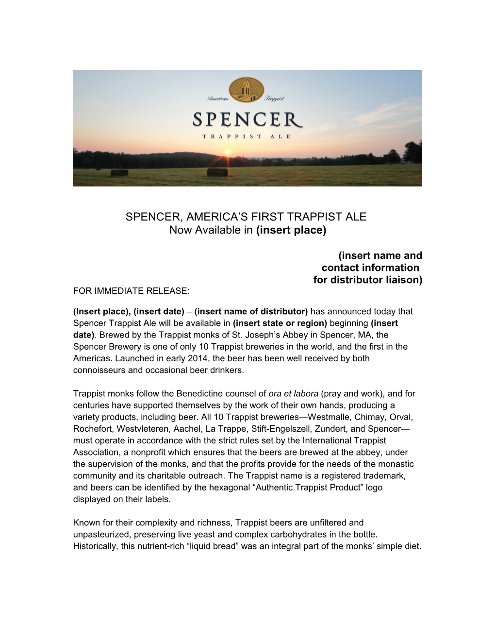 Spencer, America S First Trappist Ale