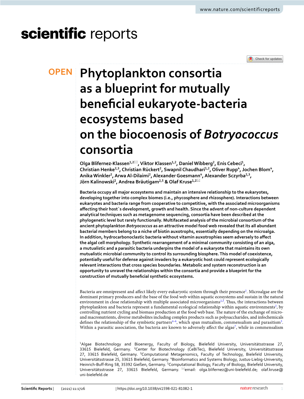 Phytoplankton Consortia As a Blueprint for Mutually Beneficial Eukaryote