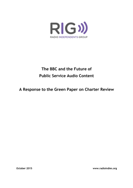 Response to DCMS BBC Charter Review Green Paper