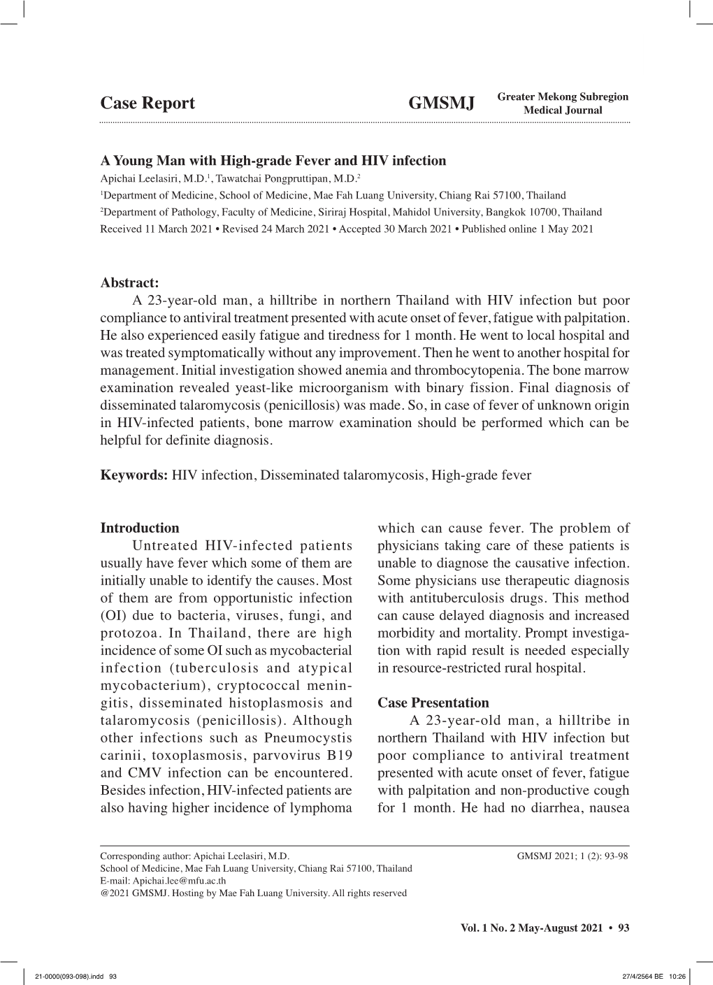 Case Report GMSMJ Greater Mekong Subregion