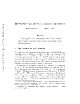 Treewidth of Graphs with Balanced Separations