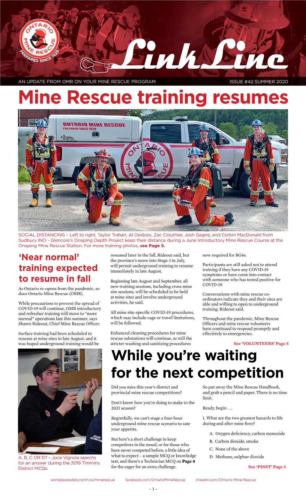 Mine Rescue Training Resumes