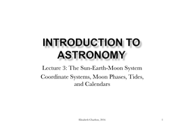 Introduction to Astronomy -Lecture 3