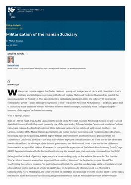 Militarization of the Iranian Judiciary | the Washington Institute