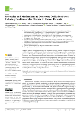 Molecules and Mechanisms to Overcome Oxidative Stress Inducing Cardiovascular Disease in Cancer Patients