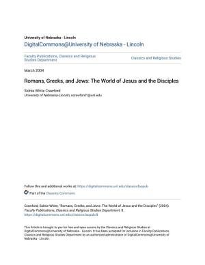 Romans, Greeks, and Jews: the World of Jesus and the Disciples