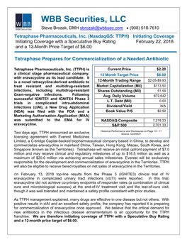 Tetraphase Pharmaceuticals, Inc