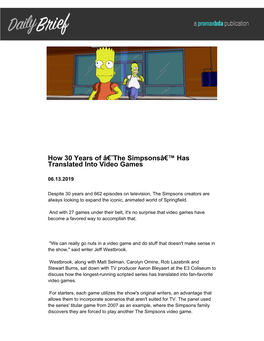 How 30 Years of Â€˜The Simpsonsâ€™ Has Translated Into Video Games