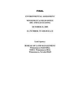 Environmental Assessment