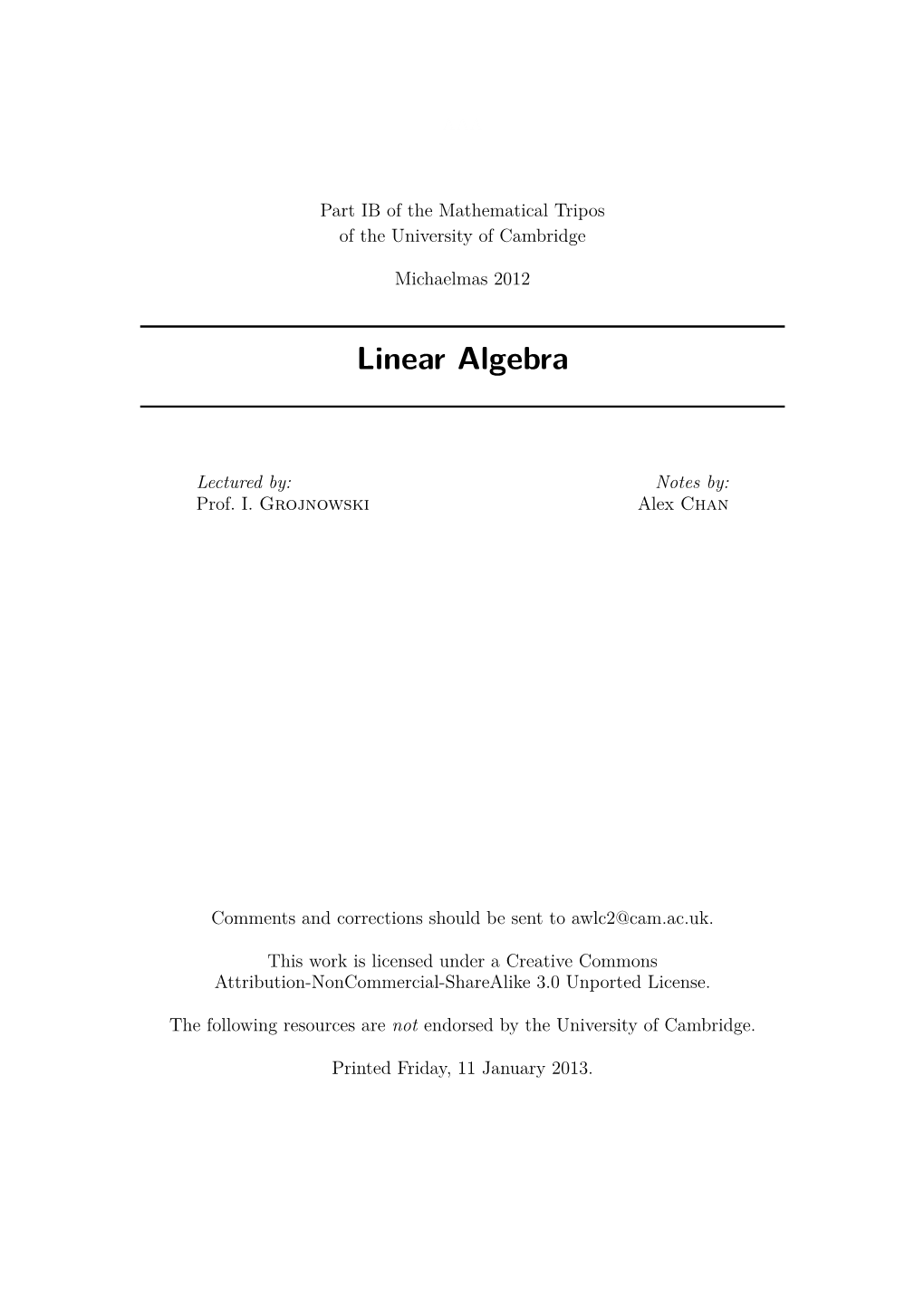 Linear Algebra