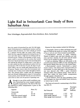 Light Rail in Switzerland: Case Study of Bern Suburban Area