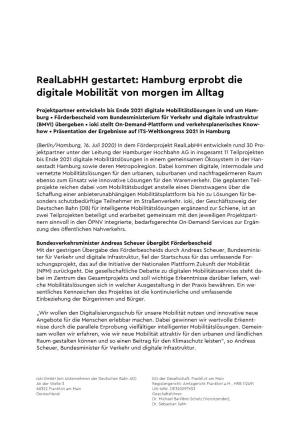 Reallabhh Gestartet: Hamburg Erprobt Die Digitale Mobilität Von Morgen Im Alltag