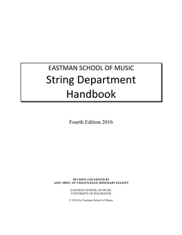 EASTMAN SCHOOL of MUSIC String Department Handbook