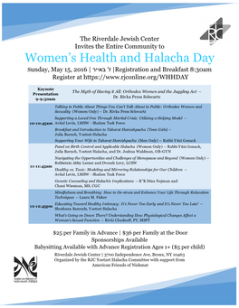 Women's Health and Halacha