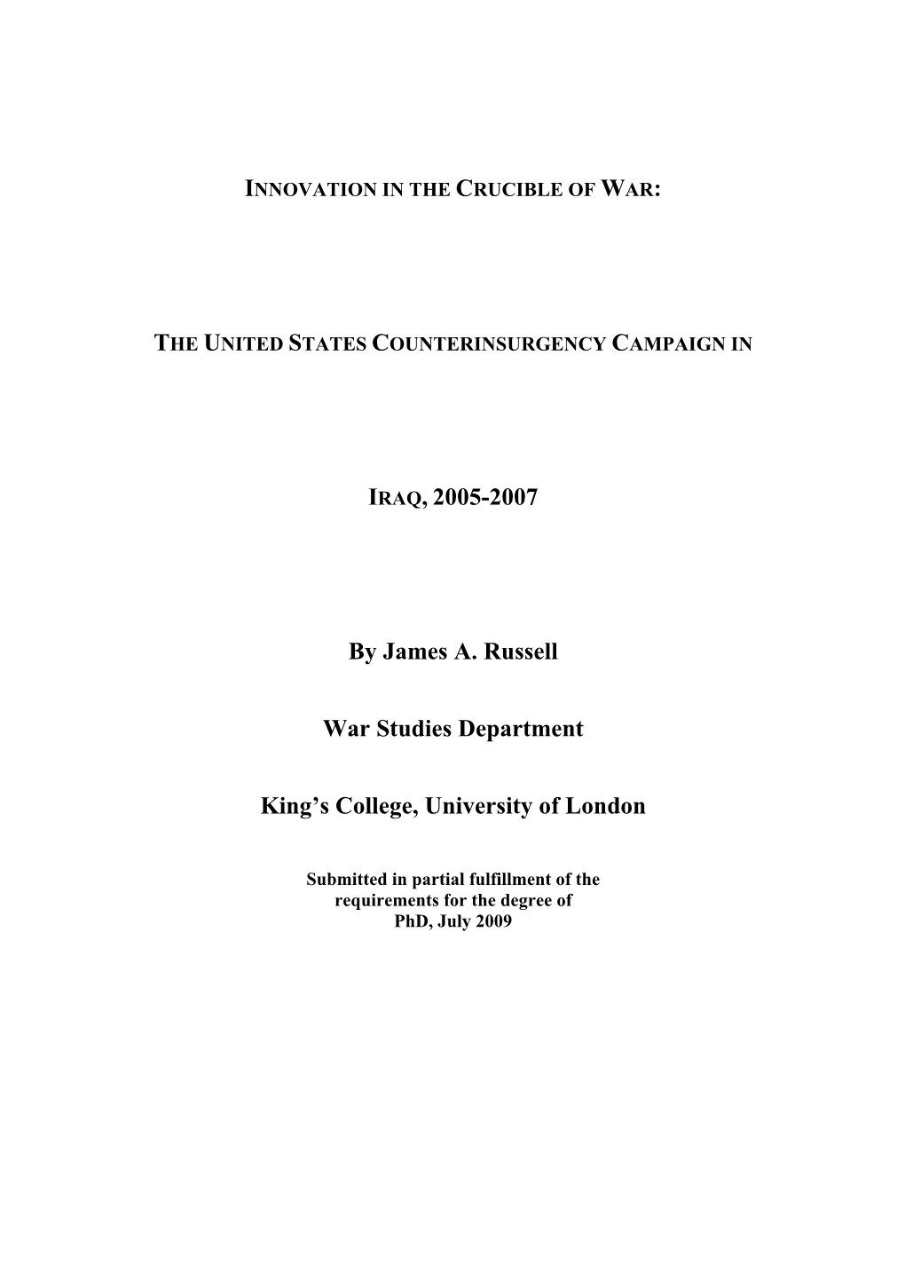 Russell, James A. : Innovation in the Crucible of War: the United States