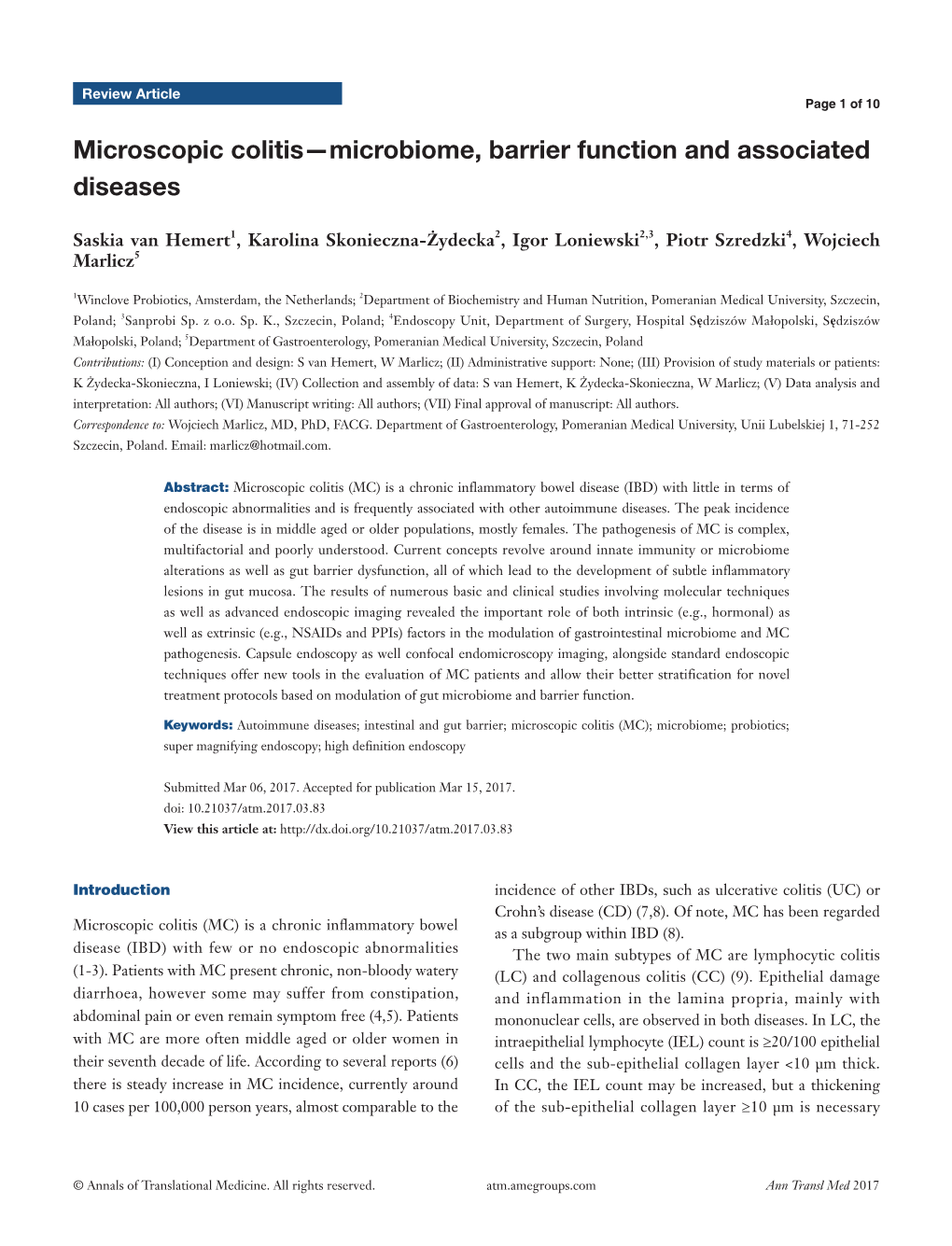 Microscopic Colitis—Microbiome, Barrier Function and Associated Diseases