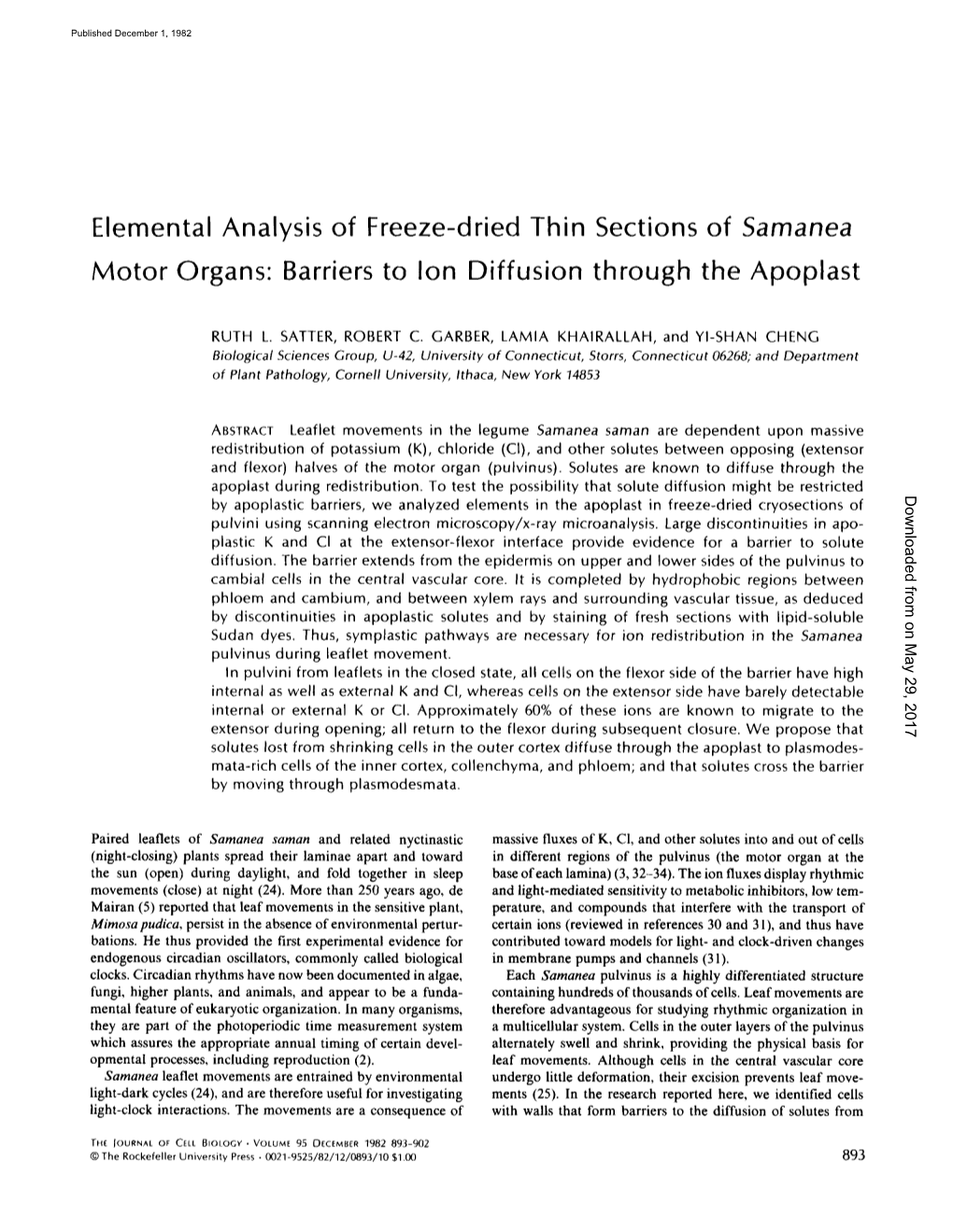 Barriers to Ion Diffusion Through the Apoplast