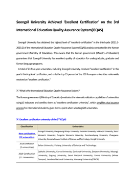 On the 3Rd International Education Quality Assurance System(IEQAS)