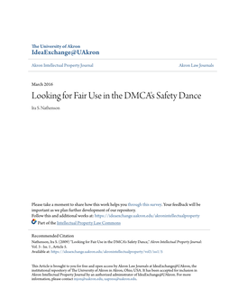 Looking for Fair Use in the DMCA's Safety Dance Ira S