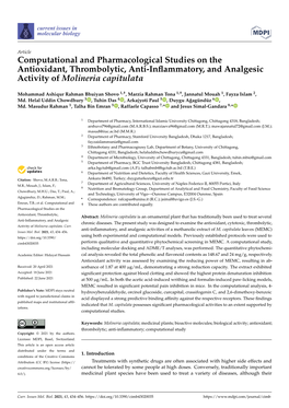 Computational and Pharmacological Studies on the Antioxidant, Thrombolytic, Anti-Inflammatory, and Analgesic Activity of Moliner