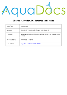 Charles M. Breder, Jr.: Bahamas and Florida
