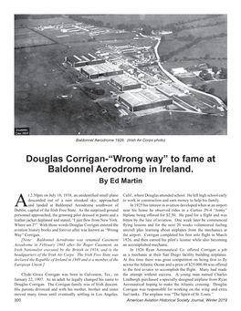 Douglas Corrigan-“Wrong Way” to Fame at Baldonnel Aerodrome in Ireland