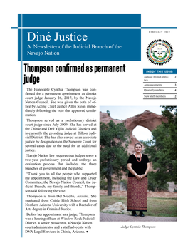 Diné Justice a Newsletter of the Judicial Branch of the Navajo Nation