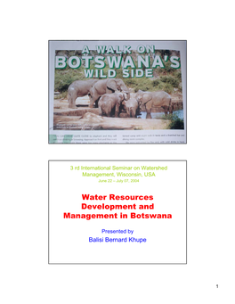Water Resources Development and Management in Botswana