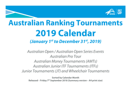 2019 Calendar (January 1St to December 31St, 2019)